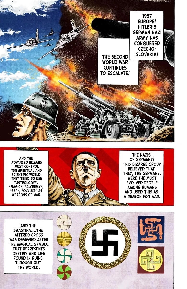 JoJo's Bizarre Adventure Part 2 - Battle Tendency (Official Colored) Chapter 8 page 8 - Chapter 8: Nazis and "The Man in the Column"