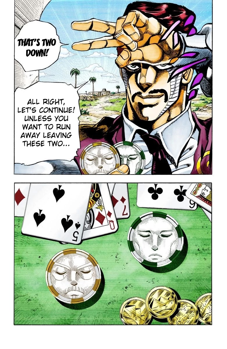 JoJo's Bizarre Adventure Part 3 - Stardust Crusaders (Official Colored) Chapter 100 page 12 - Chapter 100: D'arby the Gambler Part 3