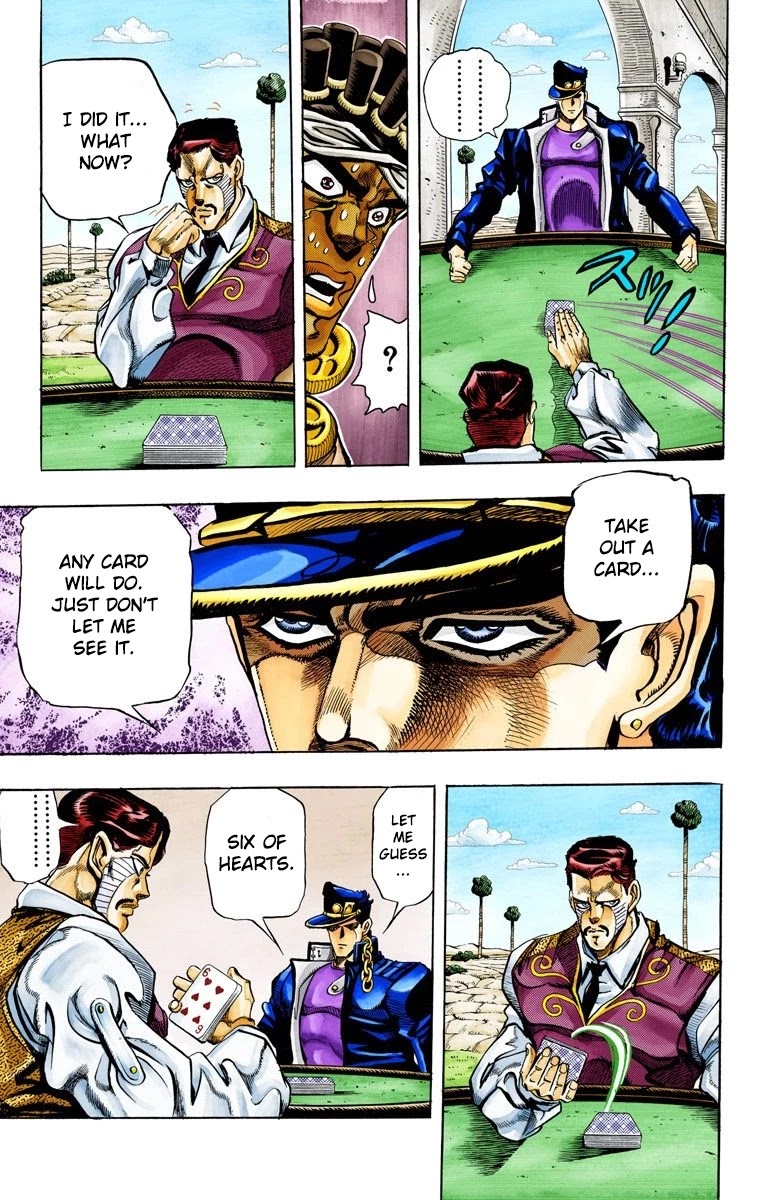 JoJo's Bizarre Adventure Part 3 - Stardust Crusaders (Official Colored) Chapter 100 page 20 - Chapter 100: D'arby the Gambler Part 3
