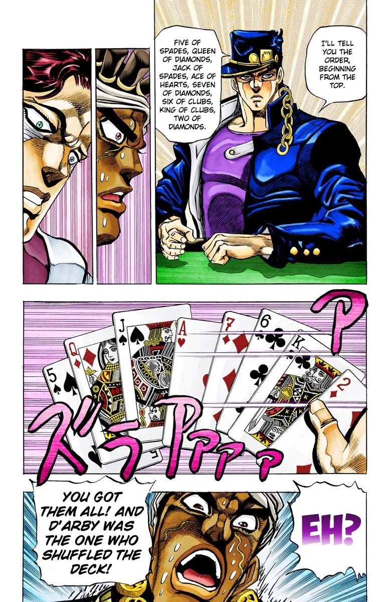 JoJo's Bizarre Adventure Part 3 - Stardust Crusaders (Official Colored) Chapter 100 page 21 - Chapter 100: D'arby the Gambler Part 3