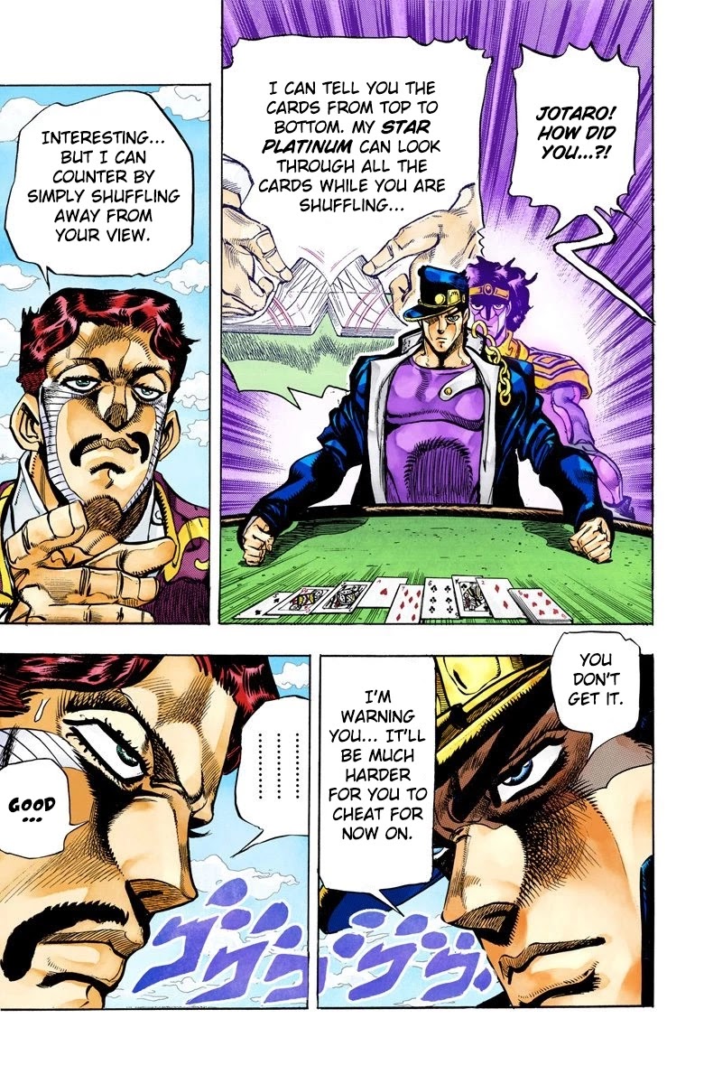 JoJo's Bizarre Adventure Part 3 - Stardust Crusaders (Official Colored) Chapter 100 page 22 - Chapter 100: D'arby the Gambler Part 3