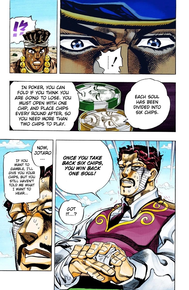 JoJo's Bizarre Adventure Part 3 - Stardust Crusaders (Official Colored) Chapter 101 page 16 - Chapter 101: D'arby the Gamber Part 4
