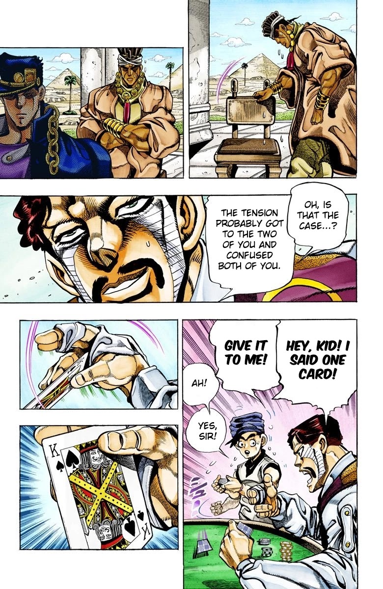 JoJo's Bizarre Adventure Part 3 - Stardust Crusaders (Official Colored) Chapter 102 page 14 - Chapter 102: D'arby the Gambler Part 5