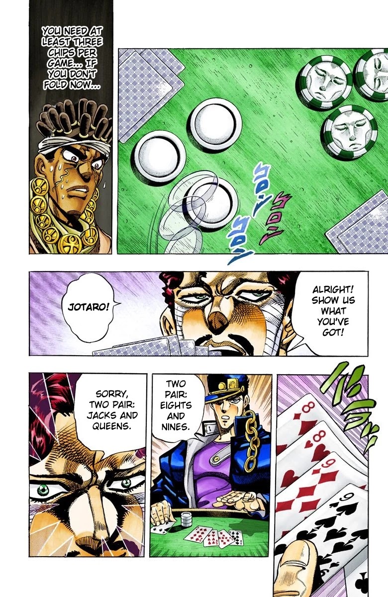 JoJo's Bizarre Adventure Part 3 - Stardust Crusaders (Official Colored) Chapter 102 page 5 - Chapter 102: D'arby the Gambler Part 5