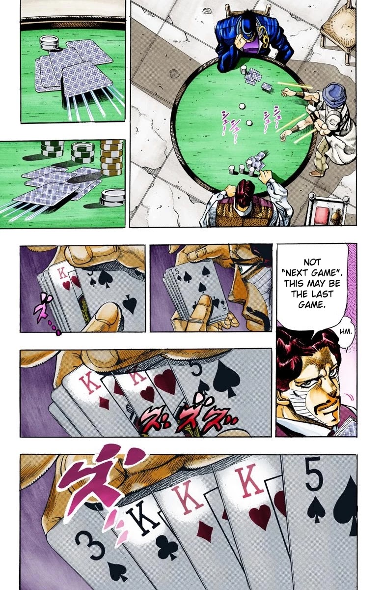 JoJo's Bizarre Adventure Part 3 - Stardust Crusaders (Official Colored) Chapter 102 page 8 - Chapter 102: D'arby the Gambler Part 5