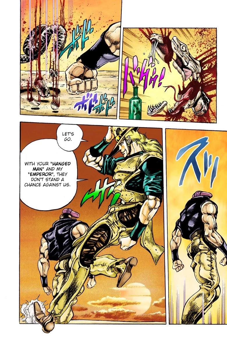 JoJo's Bizarre Adventure Part 3 - Stardust Crusaders (Official Colored) Chapter 28 page 18 - Chapter 28: The Emperor and the Hanged Man Part 2