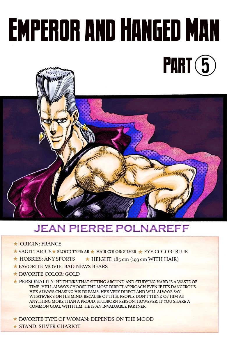 JoJo's Bizarre Adventure Part 3 - Stardust Crusaders (Official Colored) Chapter 31 page 1 - Chapter 31: The Emperor and the Hanged Man Part 5