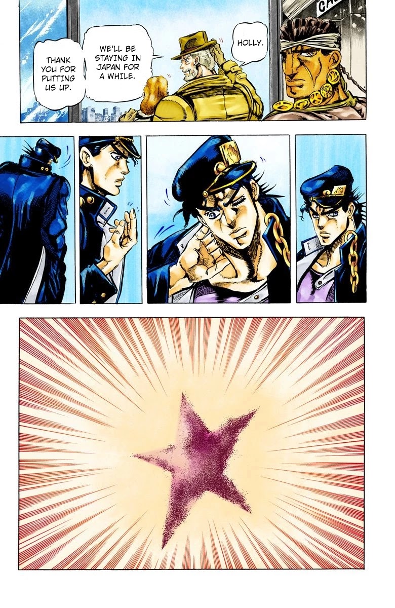 JoJo's Bizarre Adventure Part 3 - Stardust Crusaders (Official Colored) Chapter 4 page 10 - Chapter 4: The Man with the Star Mark