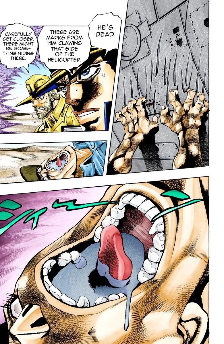 JoJo's Bizarre Adventure Part 3 - Stardust Crusaders (Official Colored) Chapter 71 page 13 - Chapter 71: 'The Fool' Iggy and 'Geb' N'doul Part 2