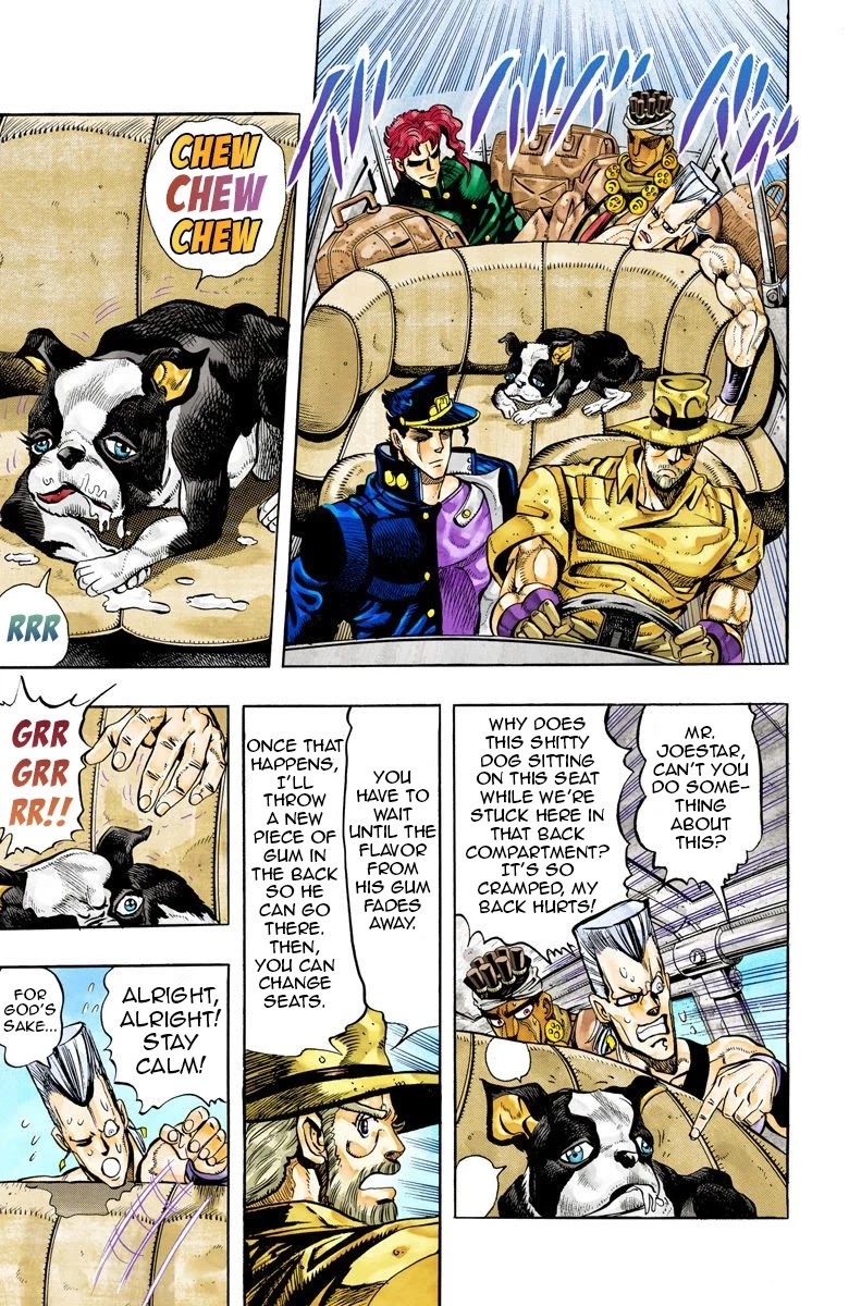 JoJo's Bizarre Adventure Part 3 - Stardust Crusaders (Official Colored) Chapter 71 page 9 - Chapter 71: 'The Fool' Iggy and 'Geb' N'doul Part 2