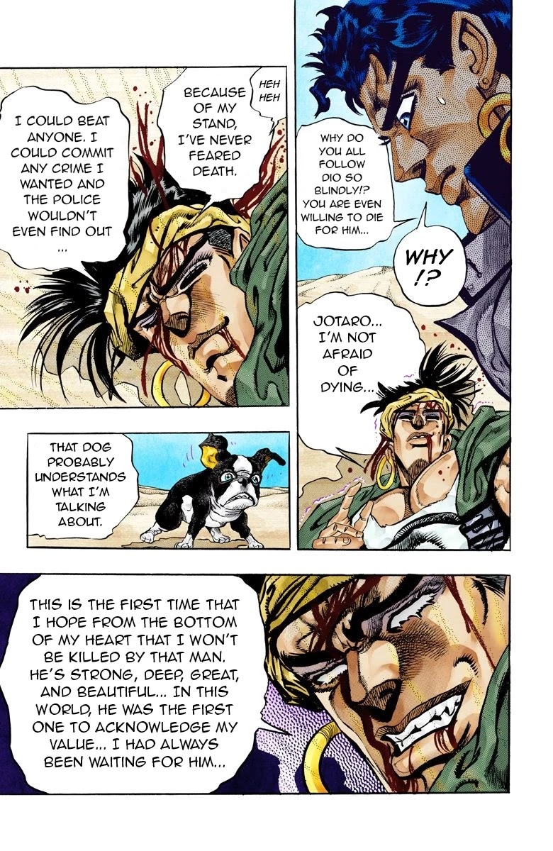 JoJo's Bizarre Adventure Part 3 - Stardust Crusaders (Official Colored) Chapter 75 page 11 - Chapter 75: 'The Fool' Iggy and 'Geb' N'doul Part 6