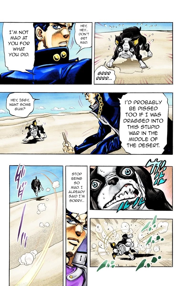 JoJo's Bizarre Adventure Part 3 - Stardust Crusaders (Official Colored) Chapter 75 page 15 - Chapter 75: 'The Fool' Iggy and 'Geb' N'doul Part 6