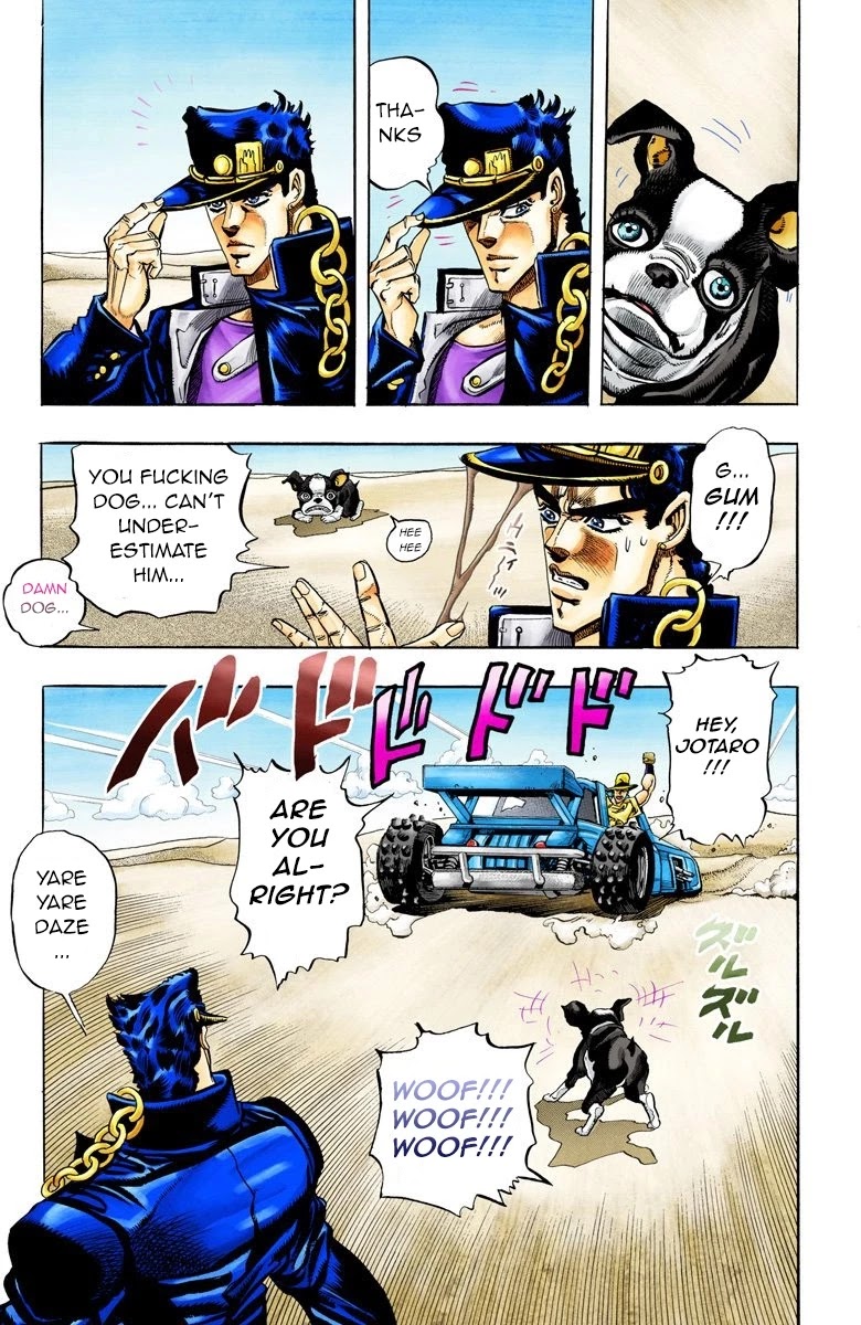 JoJo's Bizarre Adventure Part 3 - Stardust Crusaders (Official Colored) Chapter 75 page 17 - Chapter 75: 'The Fool' Iggy and 'Geb' N'doul Part 6