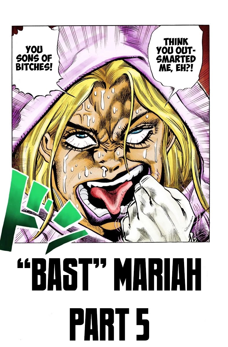 JoJo's Bizarre Adventure Part 3 - Stardust Crusaders (Official Colored) Chapter 90 page 1 - Chapter 90: 'Bast' Mariah Part 5