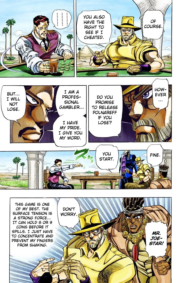 JoJo's Bizarre Adventure Part 3 - Stardust Crusaders (Official Colored) Chapter 99 page 14 - Chapter 99: D'arby the Gambler Part 2