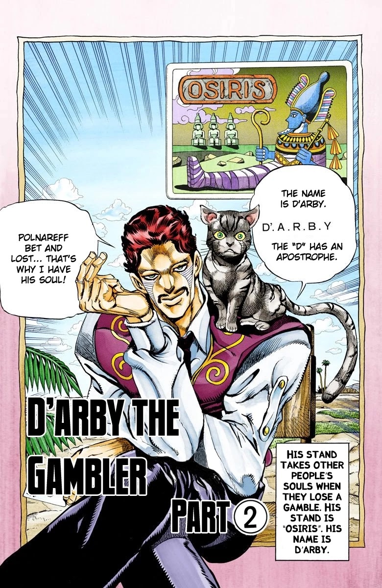 JoJo's Bizarre Adventure Part 3 - Stardust Crusaders (Official Colored) Chapter 99 page 2 - Chapter 99: D'arby the Gambler Part 2