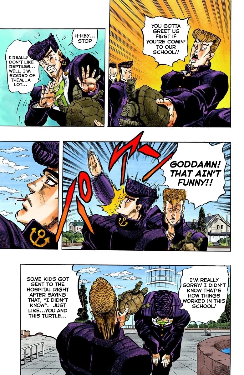JoJo's Bizarre Adventure Part 4 - Diamond is Unbreakable (Official Colored) Chapter 1 page 12 - Chapter 1: Jotaro Kujo Meets Josuke Higashikata! - Part 1