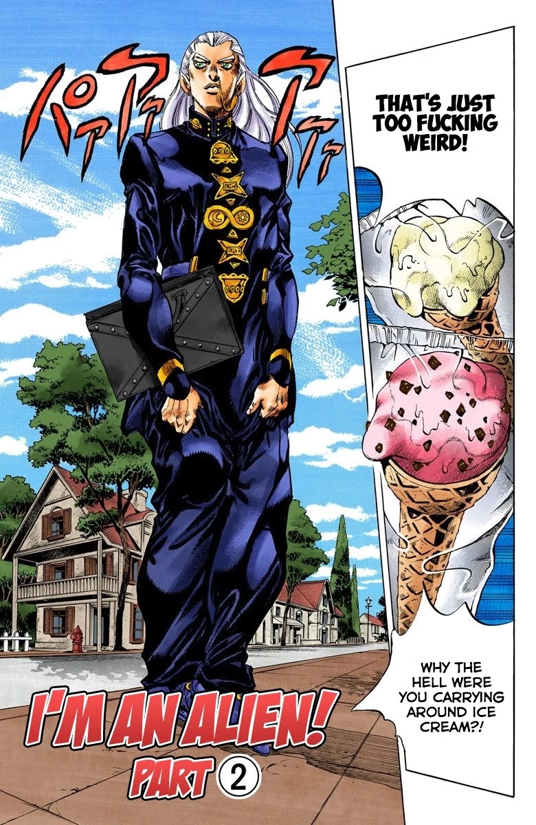 JoJo's Bizarre Adventure Part 4 - Diamond is Unbreakable (Official Colored) Chapter 114 page 2 - Chapter 114: I am an Alien! Part 2