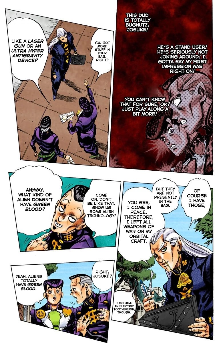 JoJo's Bizarre Adventure Part 4 - Diamond is Unbreakable (Official Colored) Chapter 114 page 8 - Chapter 114: I am an Alien! Part 2