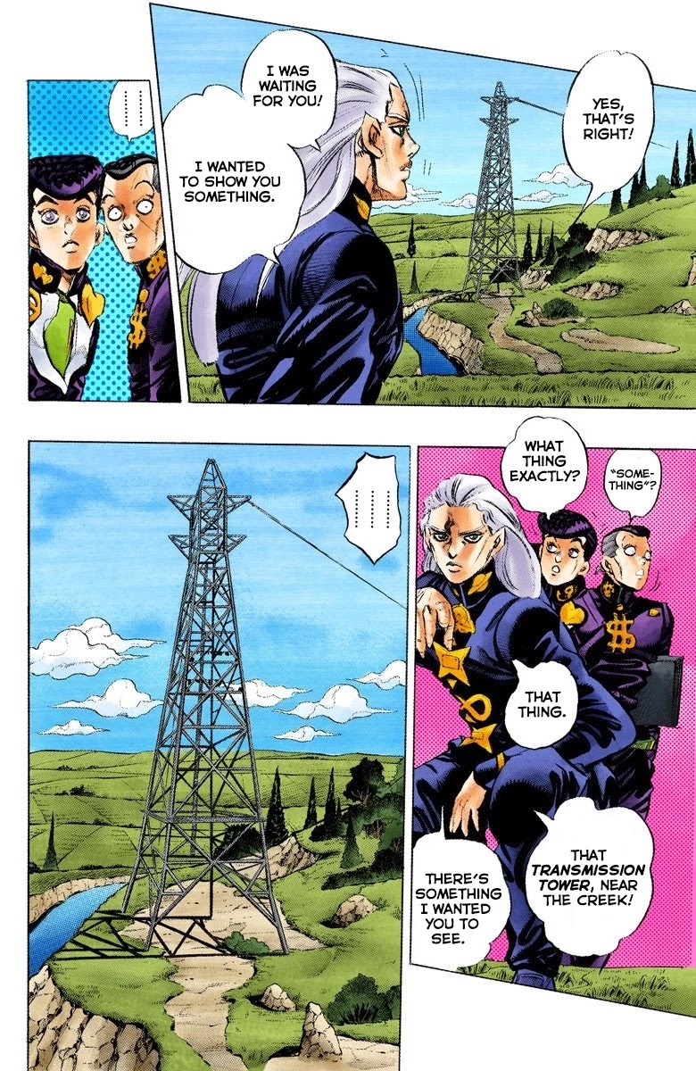 JoJo's Bizarre Adventure Part 4 - Diamond is Unbreakable (Official Colored) Chapter 133 page 5 - Chapter 133: Who Wants to Live on a Transmission Tower? Part 1