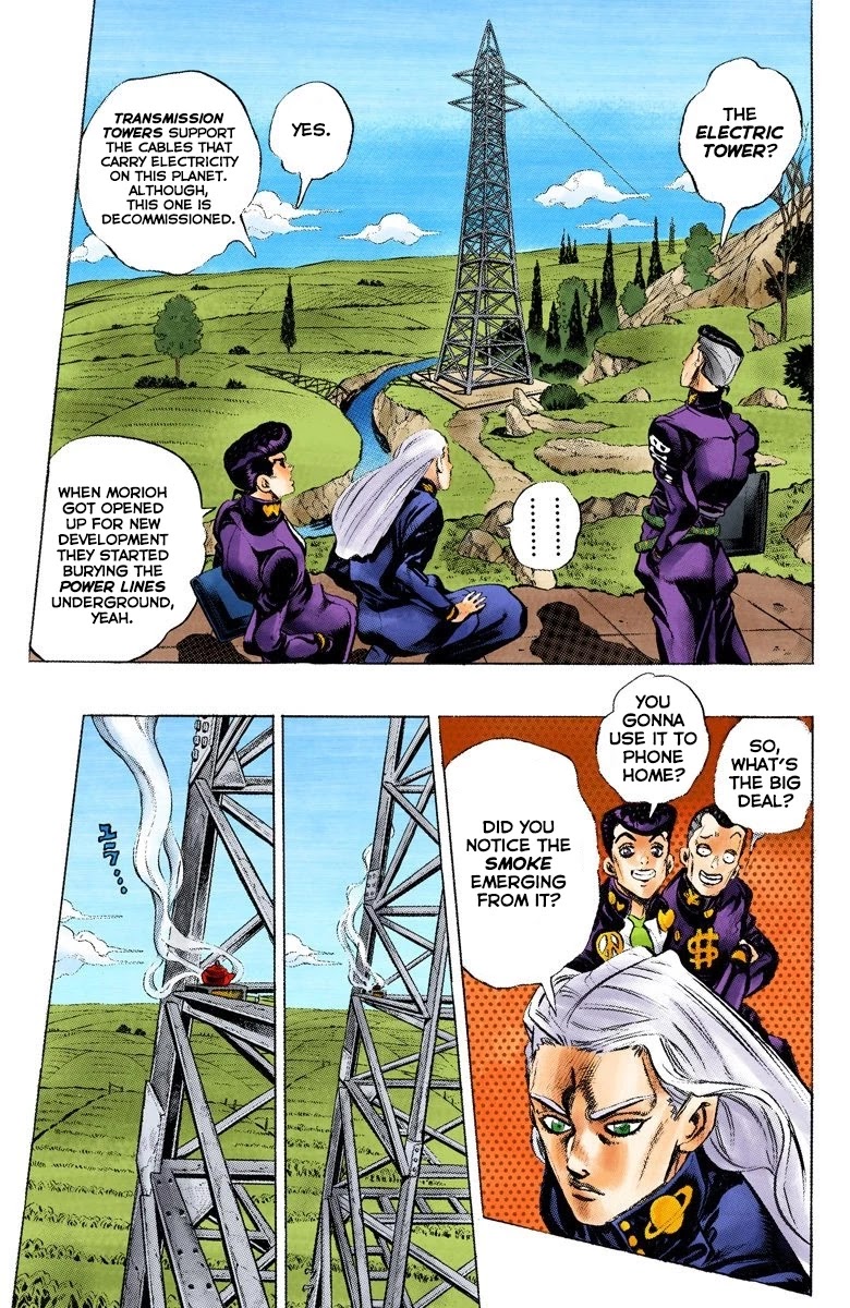 JoJo's Bizarre Adventure Part 4 - Diamond is Unbreakable (Official Colored) Chapter 133 page 6 - Chapter 133: Who Wants to Live on a Transmission Tower? Part 1