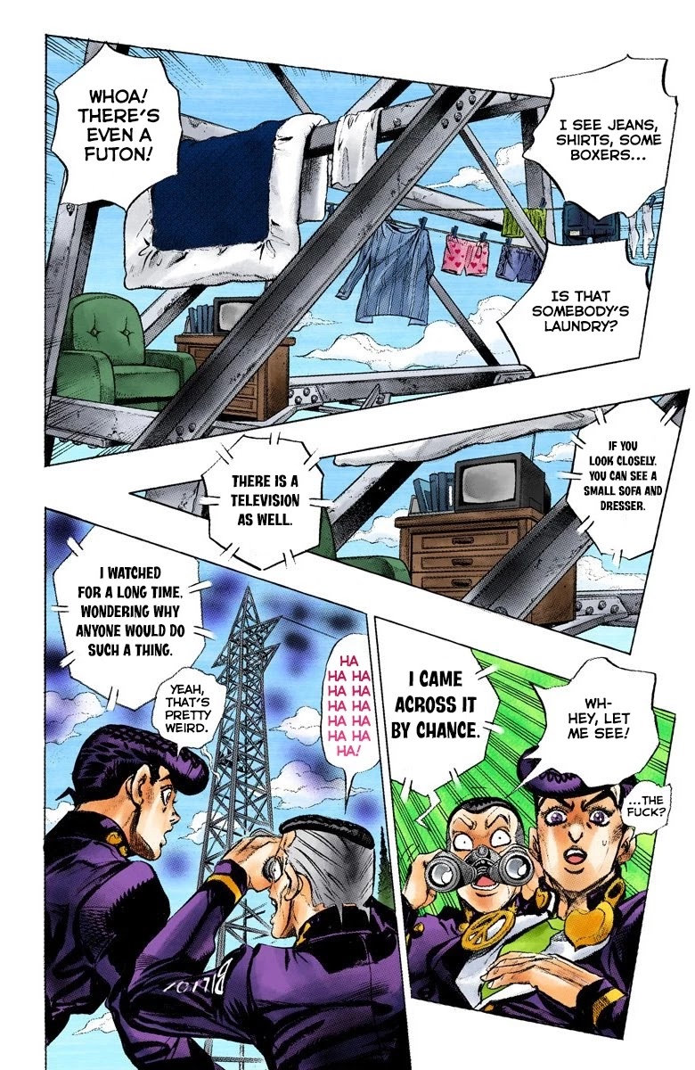 JoJo's Bizarre Adventure Part 4 - Diamond is Unbreakable (Official Colored) Chapter 133 page 9 - Chapter 133: Who Wants to Live on a Transmission Tower? Part 1