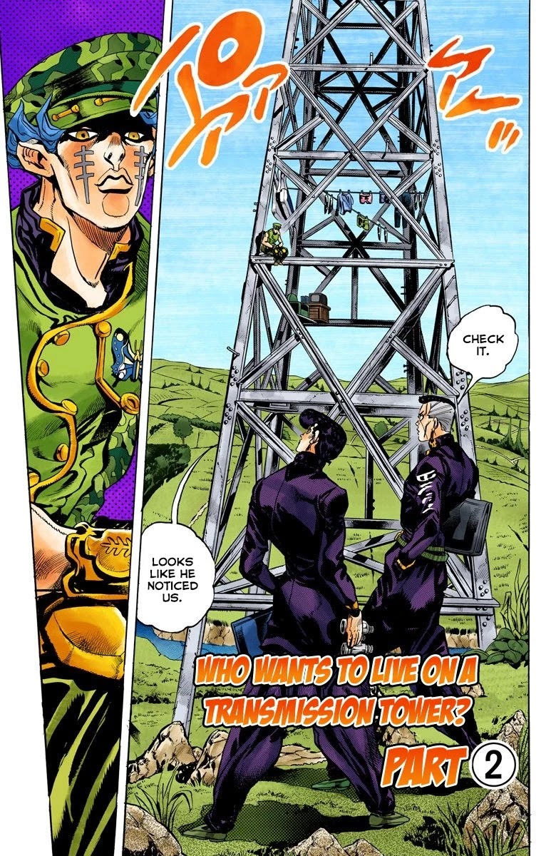 JoJo's Bizarre Adventure Part 4 - Diamond is Unbreakable (Official Colored) Chapter 134 page 3 - Chapter 134: Who Wants to Live on a Transmission Tower? Part 2