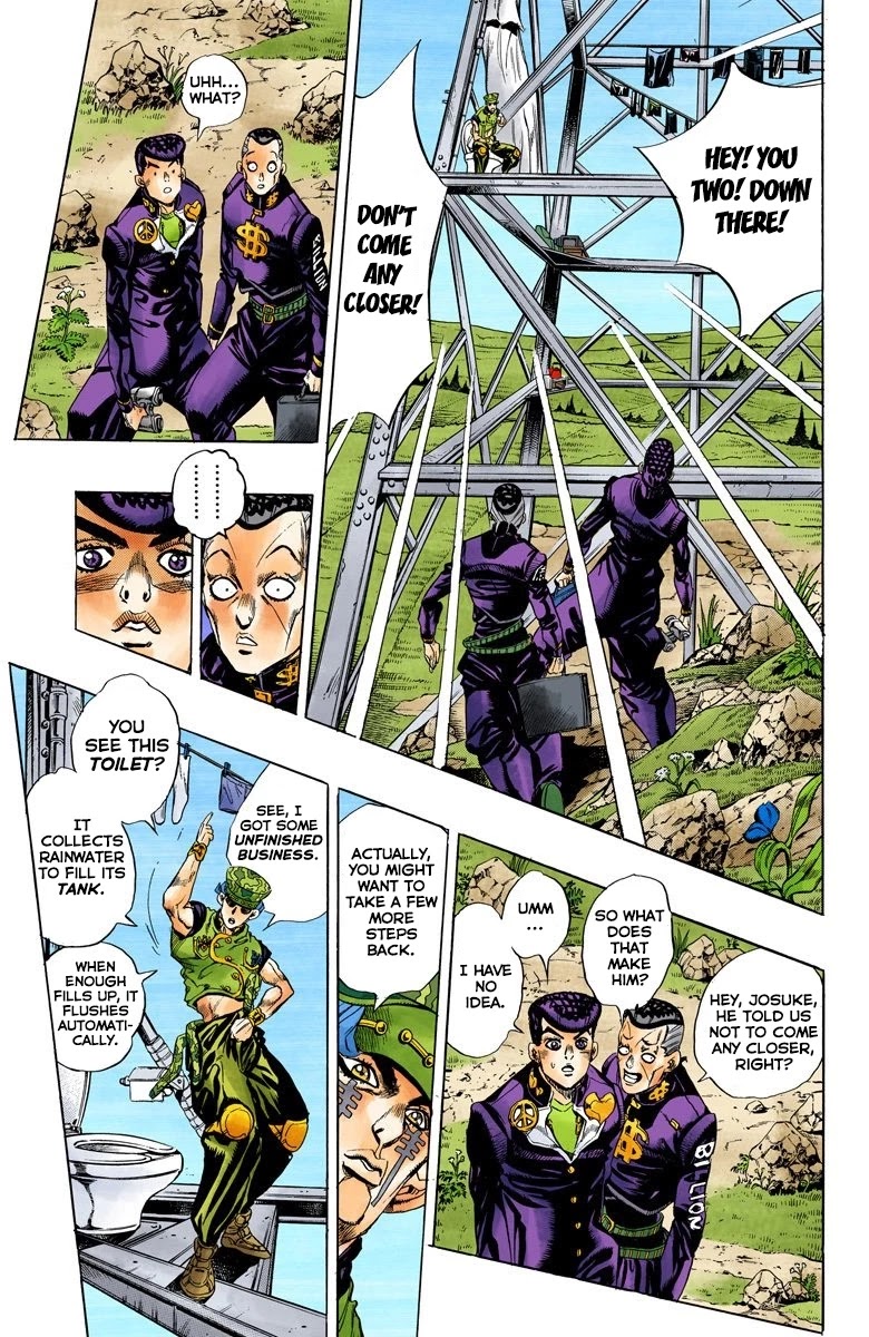 JoJo's Bizarre Adventure Part 4 - Diamond is Unbreakable (Official Colored) Chapter 134 page 5 - Chapter 134: Who Wants to Live on a Transmission Tower? Part 2