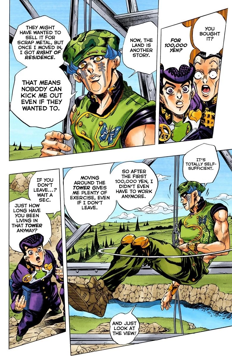 JoJo's Bizarre Adventure Part 4 - Diamond is Unbreakable (Official Colored) Chapter 134 page 9 - Chapter 134: Who Wants to Live on a Transmission Tower? Part 2