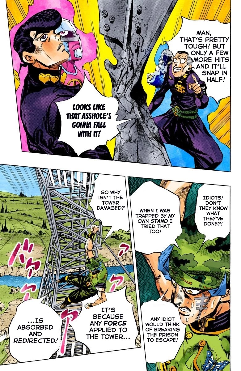 JoJo's Bizarre Adventure Part 4 - Diamond is Unbreakable (Official Colored) Chapter 135 page 10 - Chapter 135: Who Wants to Live on a Transmission Tower? Part 3