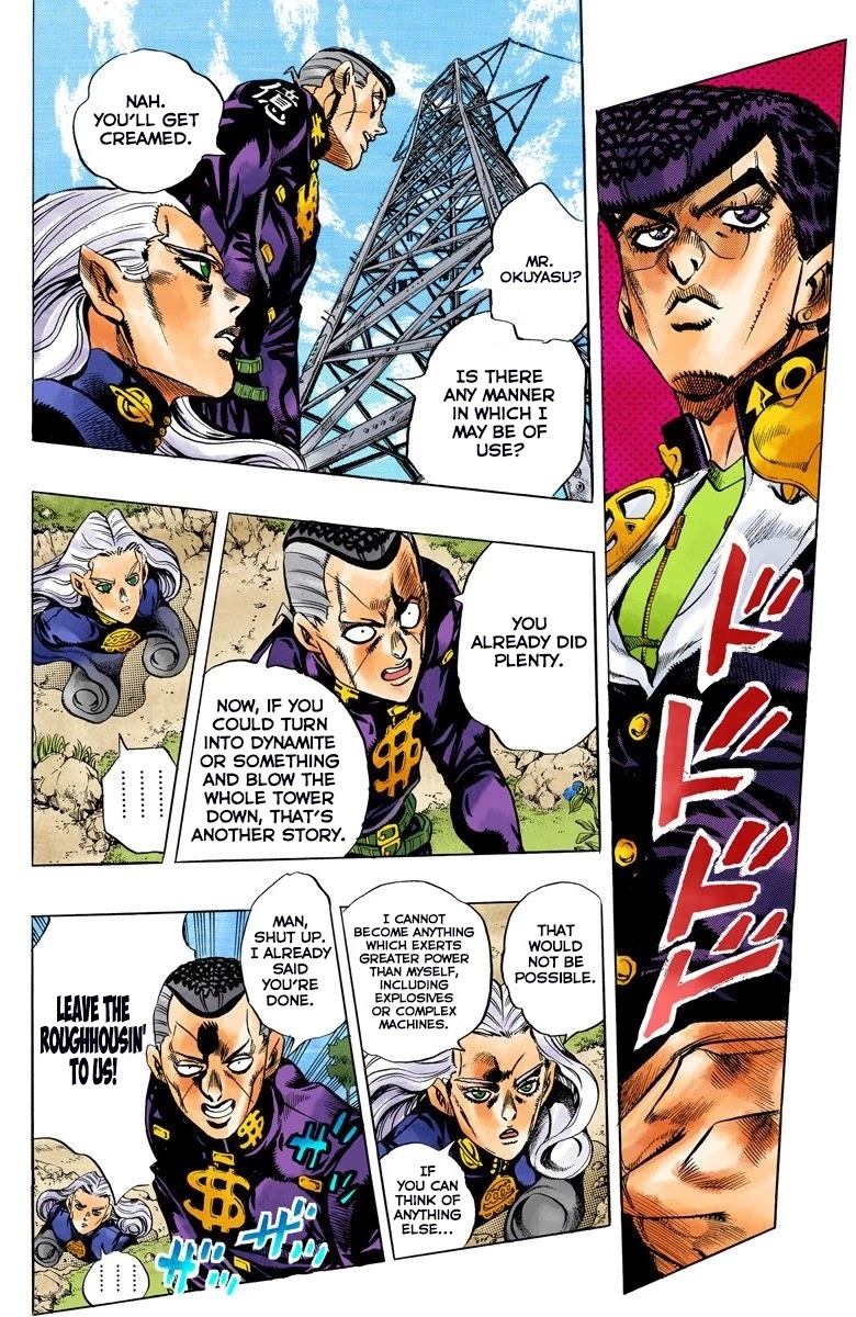 JoJo's Bizarre Adventure Part 4 - Diamond is Unbreakable (Official Colored) Chapter 135 page 5 - Chapter 135: Who Wants to Live on a Transmission Tower? Part 3