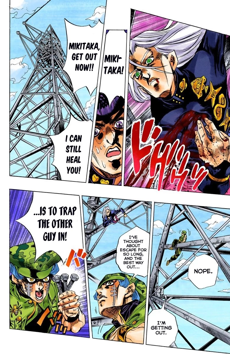 JoJo's Bizarre Adventure Part 4 - Diamond is Unbreakable (Official Colored) Chapter 136 page 10 - Chapter 136: Who Wants to Live on a Transmission Tower? Part 4