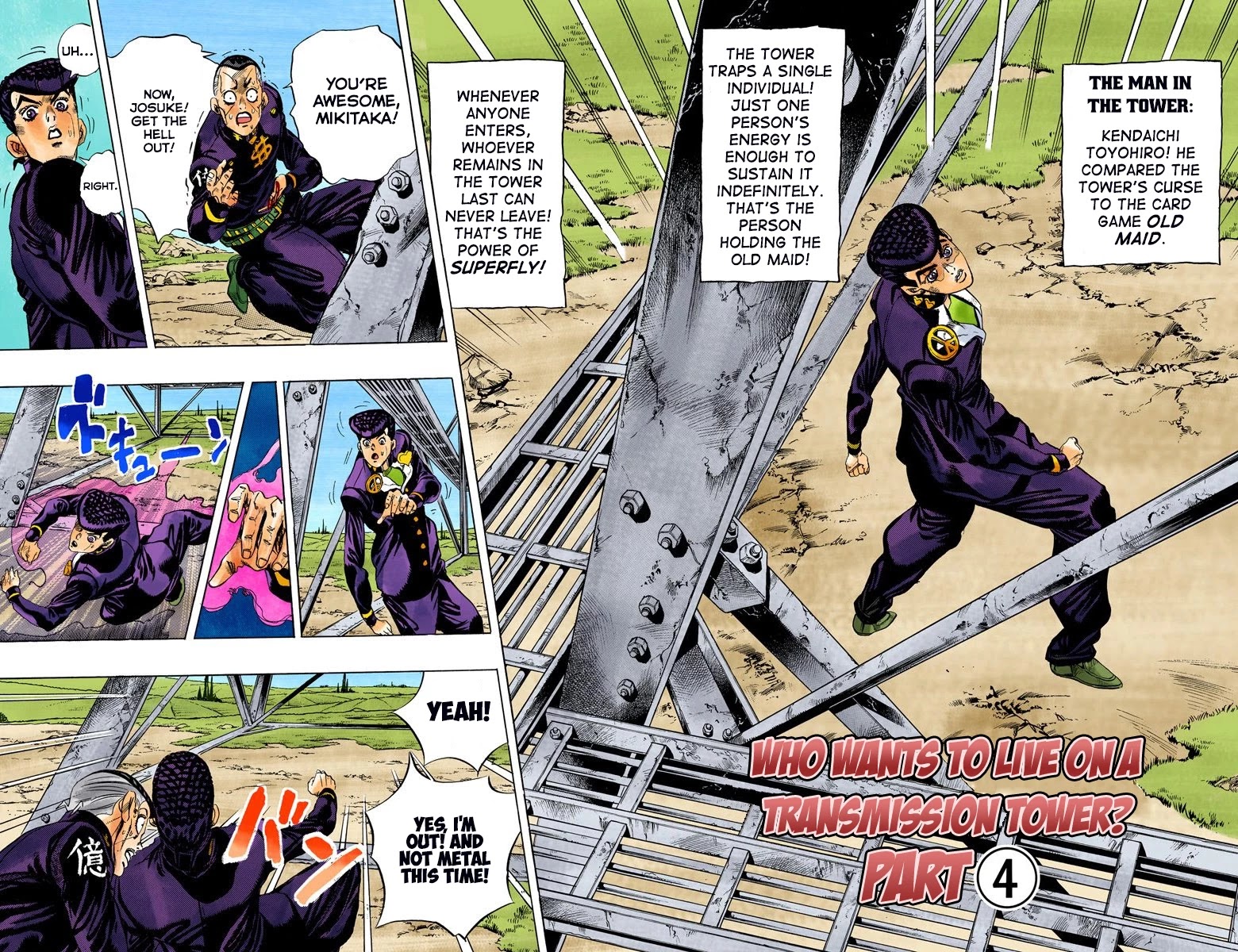 JoJo's Bizarre Adventure Part 4 - Diamond is Unbreakable (Official Colored) Chapter 136 page 3 - Chapter 136: Who Wants to Live on a Transmission Tower? Part 4