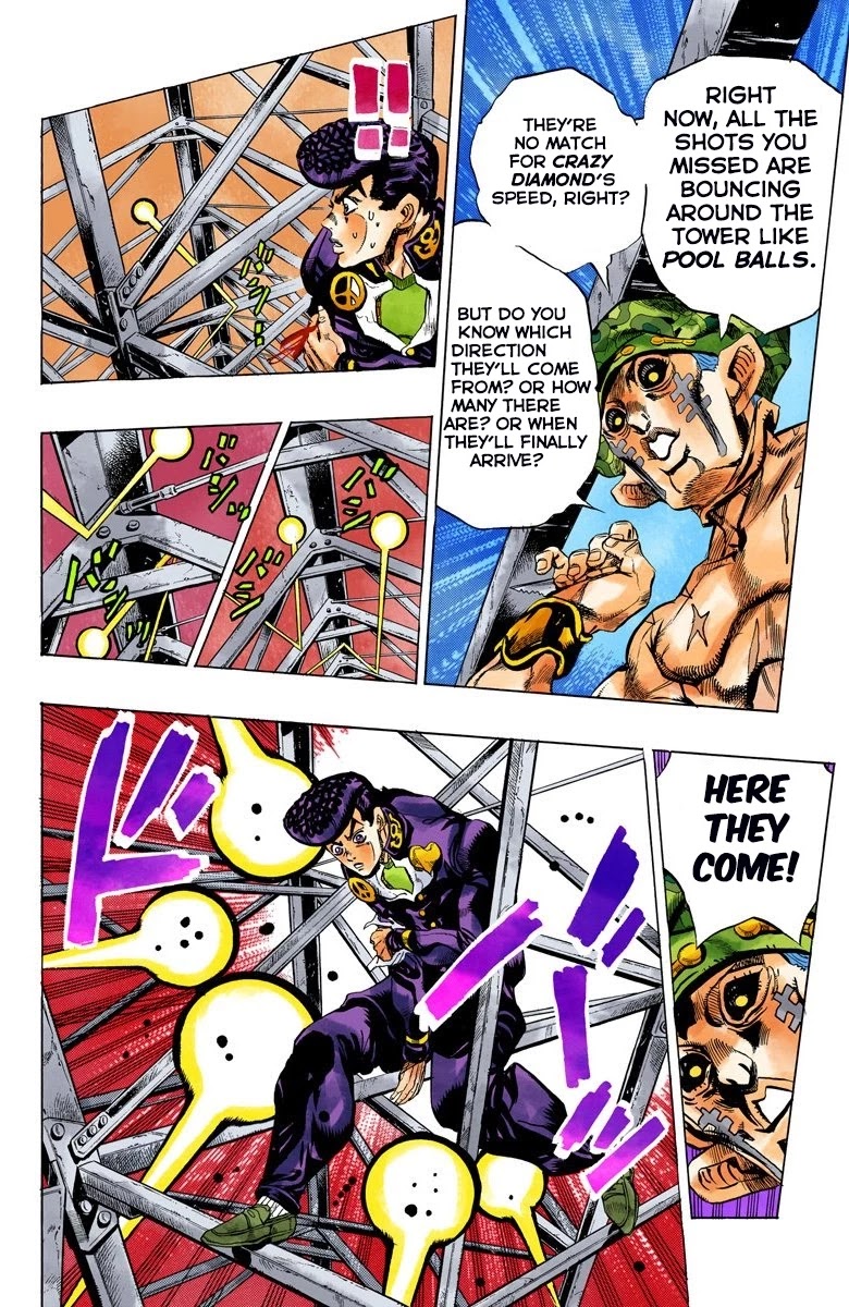 JoJo's Bizarre Adventure Part 4 - Diamond is Unbreakable (Official Colored) Chapter 137 page 12 - Chapter 137: Who Wants to Live on a Transmission Tower? Part 5
