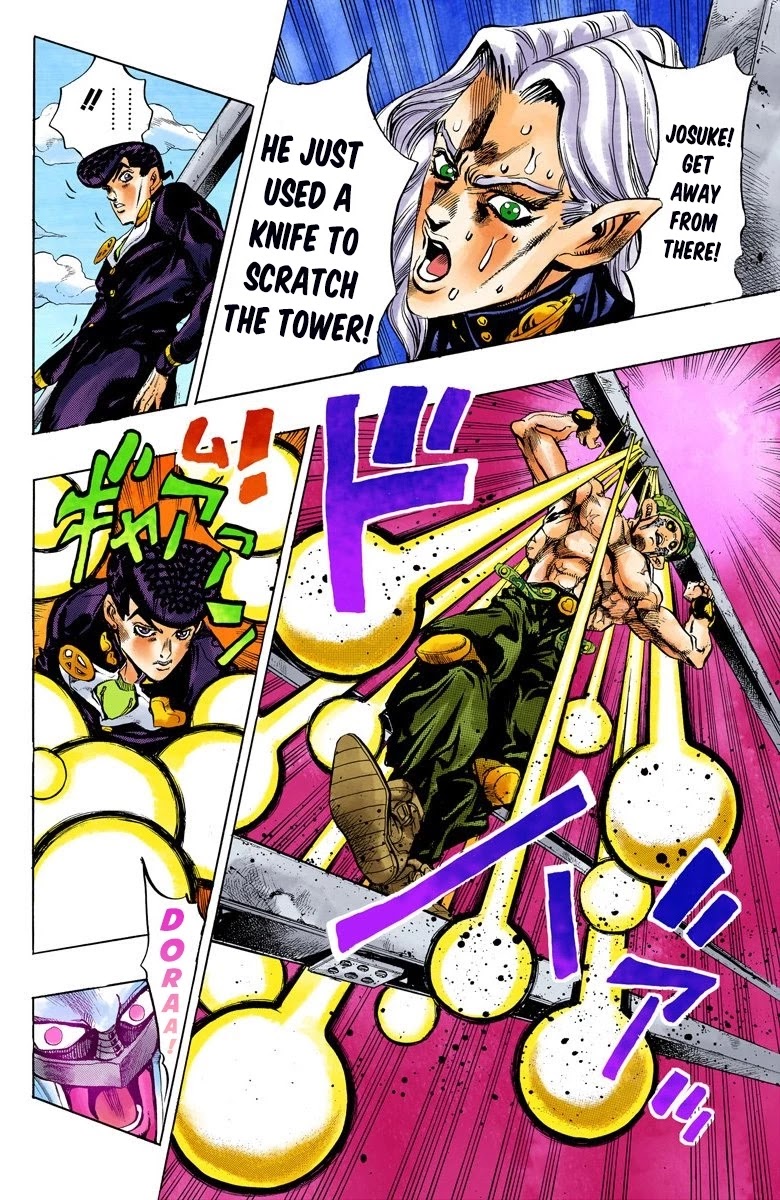JoJo's Bizarre Adventure Part 4 - Diamond is Unbreakable (Official Colored) Chapter 137 page 8 - Chapter 137: Who Wants to Live on a Transmission Tower? Part 5