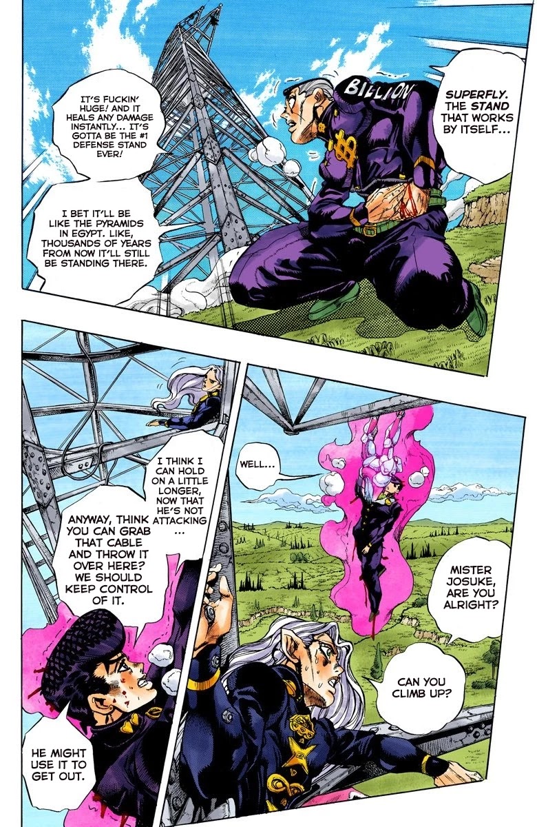 JoJo's Bizarre Adventure Part 4 - Diamond is Unbreakable (Official Colored) Chapter 138 page 3 - Chapter 138: Who Wants to Live on a Transmission Tower? Part 6