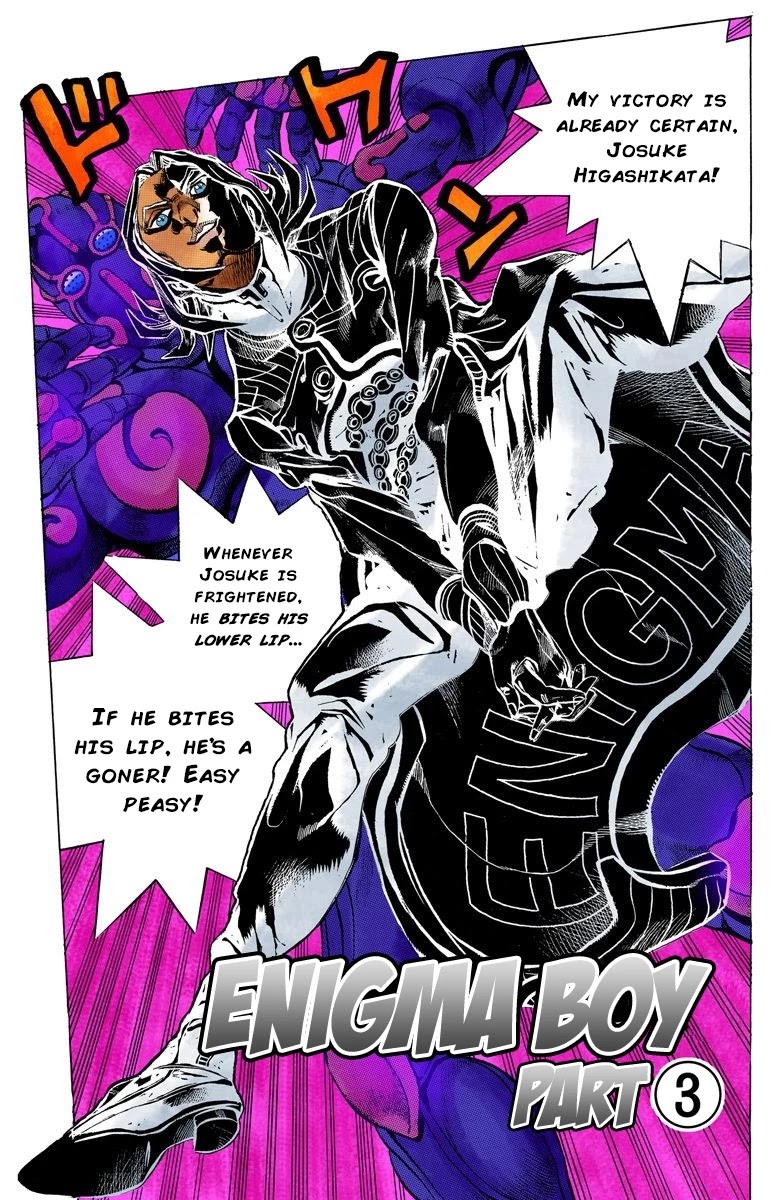 JoJo's Bizarre Adventure Part 4 - Diamond is Unbreakable (Official Colored) Chapter 141 page 2 - Chapter 141: Enigma Boy Part 3