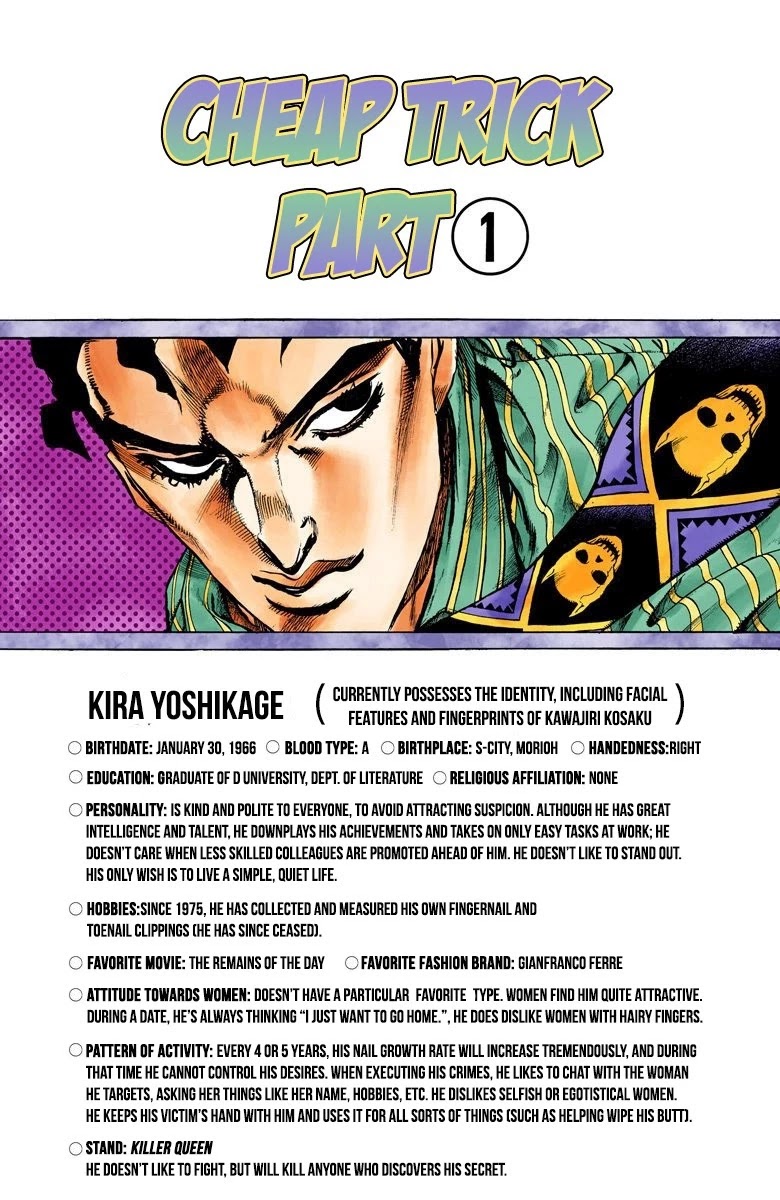JoJo's Bizarre Adventure Part 4 - Diamond is Unbreakable (Official Colored) Chapter 147 page 2 - Chapter 147: Cheap Trick Part 1