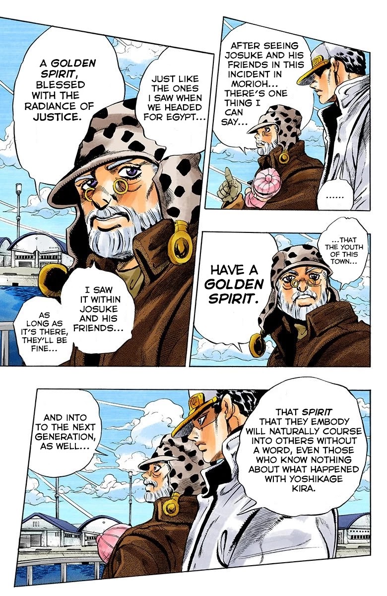JoJo's Bizarre Adventure Part 4 - Diamond is Unbreakable (Official Colored) Chapter 174 page 16 - Chapter 174: Goodbye, Morioh- Golden Hearts [END]