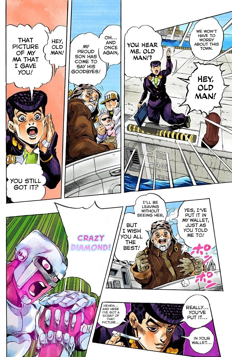 JoJo's Bizarre Adventure Part 4 - Diamond is Unbreakable (Official Colored) Chapter 174 page 17 - Chapter 174: Goodbye, Morioh- Golden Hearts [END]