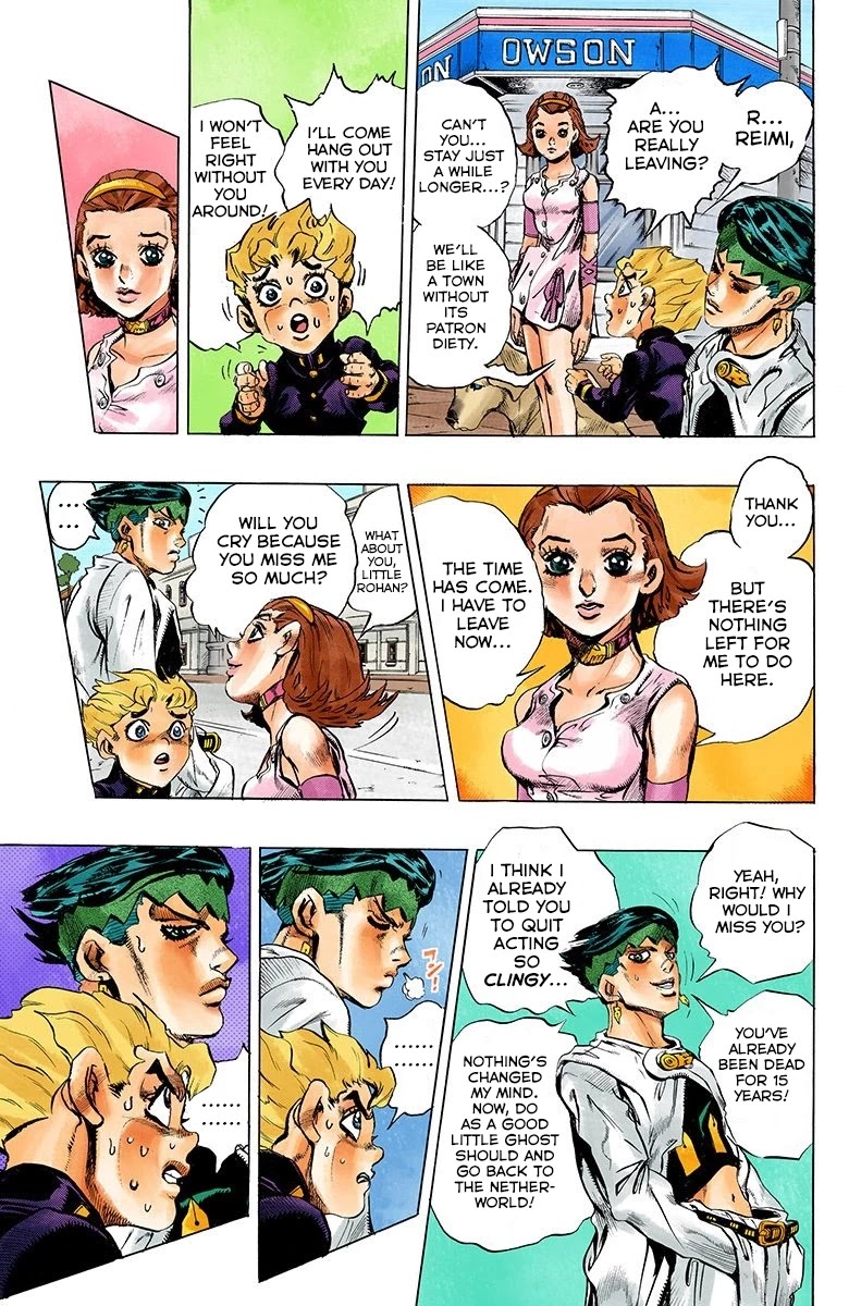 JoJo's Bizarre Adventure Part 4 - Diamond is Unbreakable (Official Colored) Chapter 174 page 8 - Chapter 174: Goodbye, Morioh- Golden Hearts [END]