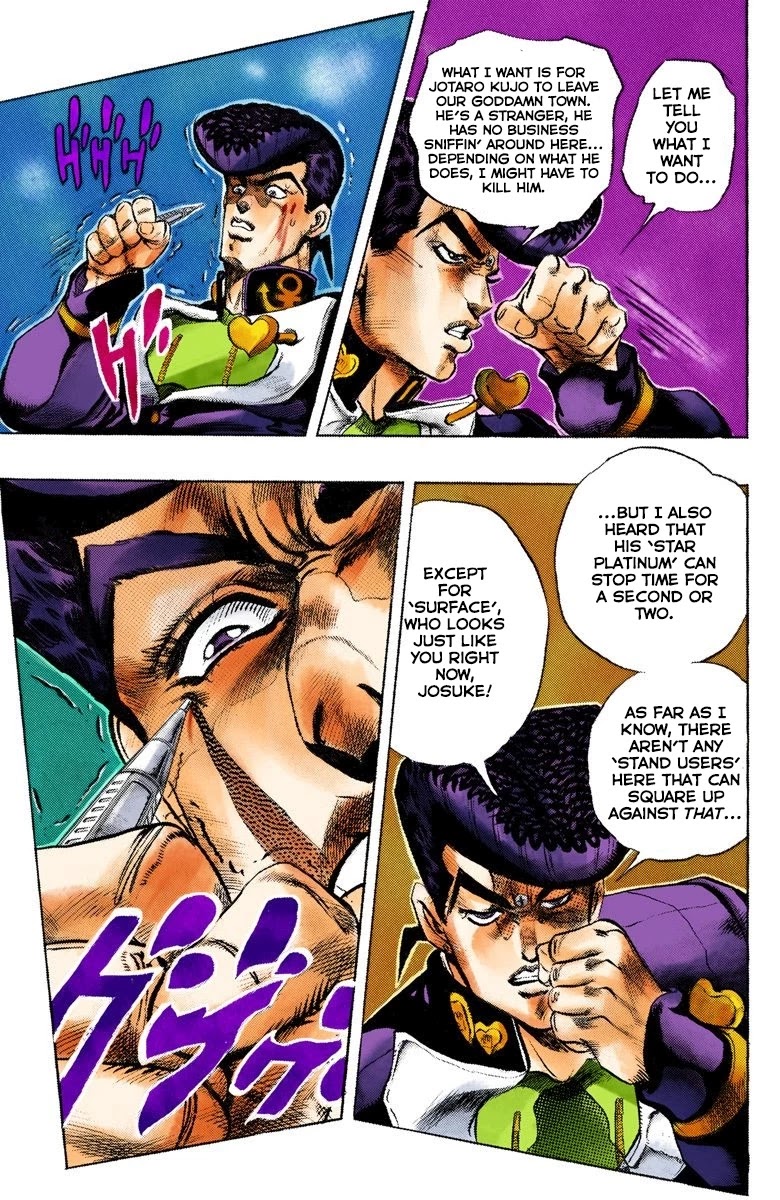 JoJo's Bizarre Adventure Part 4 - Diamond is Unbreakable (Official Colored) Chapter 25 page 19 - Chapter 25: Toshikazu Hazamada (Surface) - Part 2