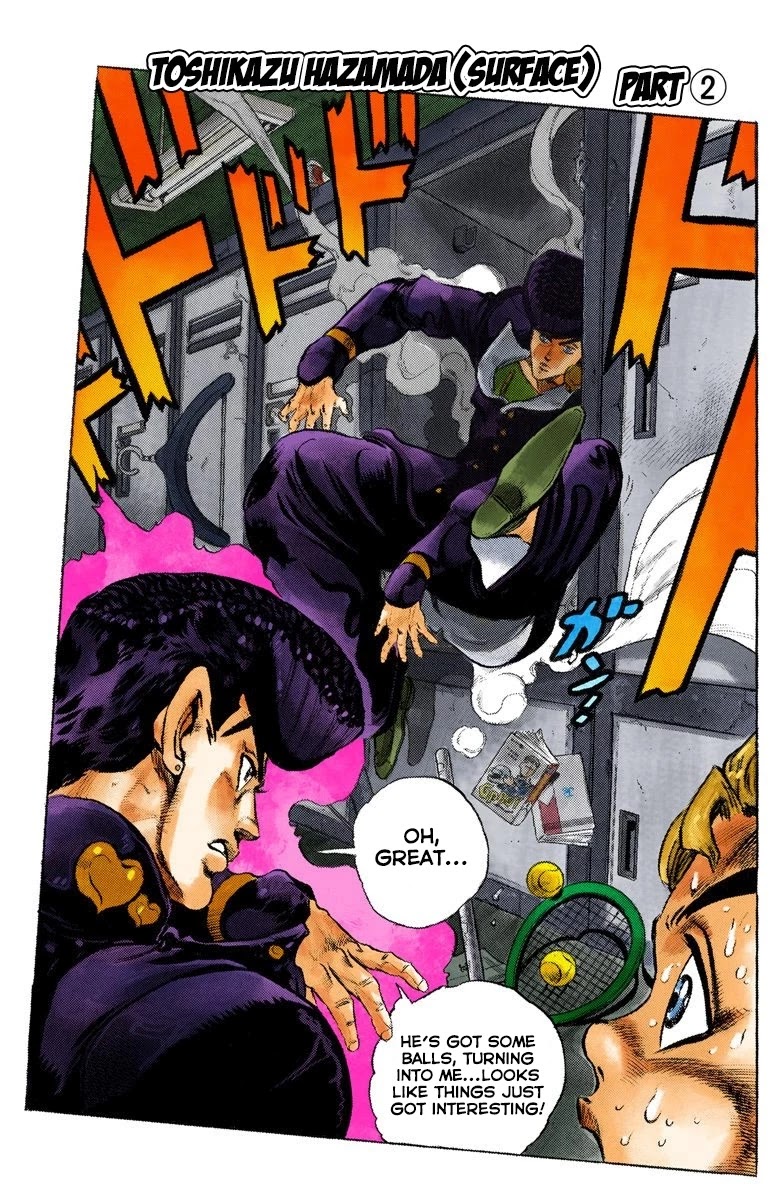 JoJo's Bizarre Adventure Part 4 - Diamond is Unbreakable (Official Colored) Chapter 25 page 2 - Chapter 25: Toshikazu Hazamada (Surface) - Part 2