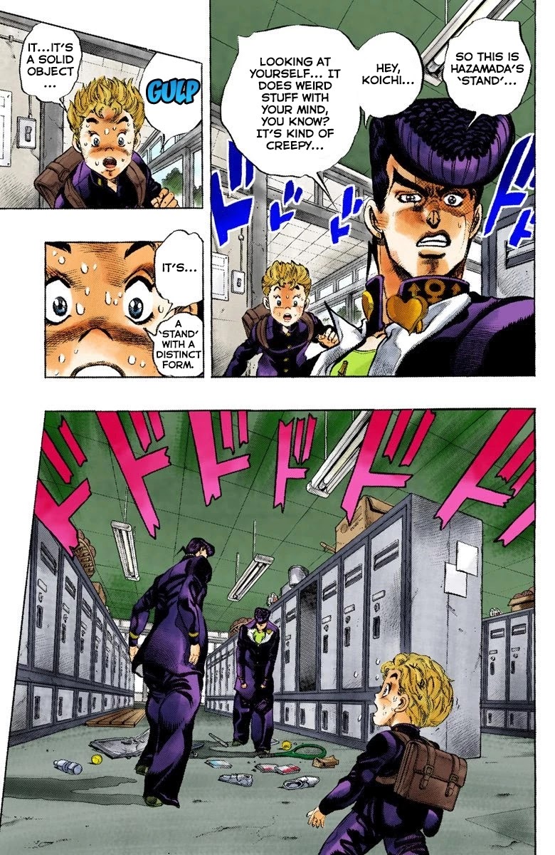 JoJo's Bizarre Adventure Part 4 - Diamond is Unbreakable (Official Colored) Chapter 25 page 5 - Chapter 25: Toshikazu Hazamada (Surface) - Part 2