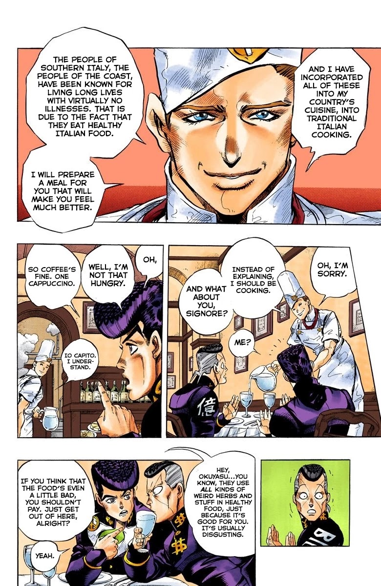 JoJo's Bizarre Adventure Part 4 - Diamond is Unbreakable (Official Colored) Chapter 38 page 13 - Chapter 38: Let's Go Eat Italian Food - Part 1
