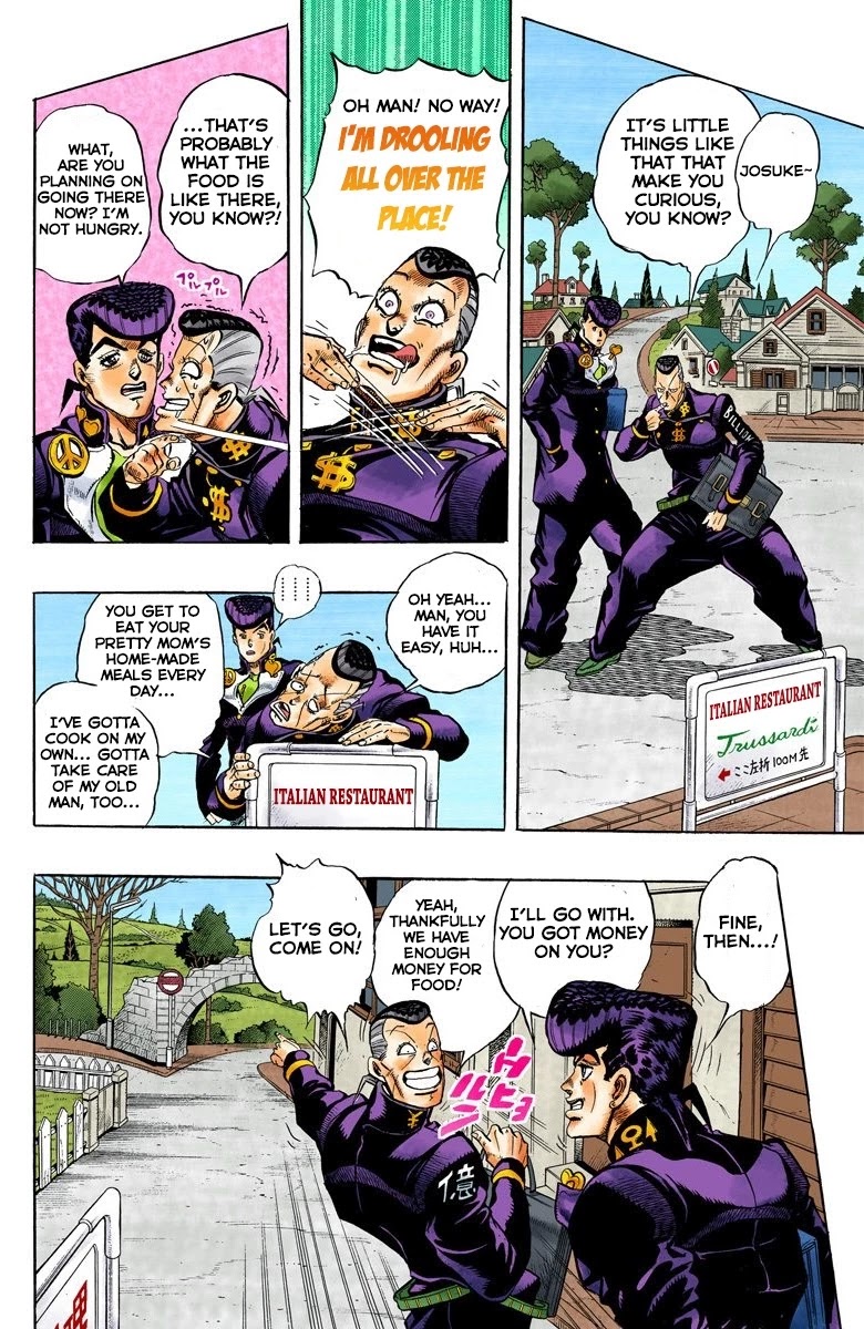 JoJo's Bizarre Adventure Part 4 - Diamond is Unbreakable (Official Colored) Chapter 38 page 5 - Chapter 38: Let's Go Eat Italian Food - Part 1
