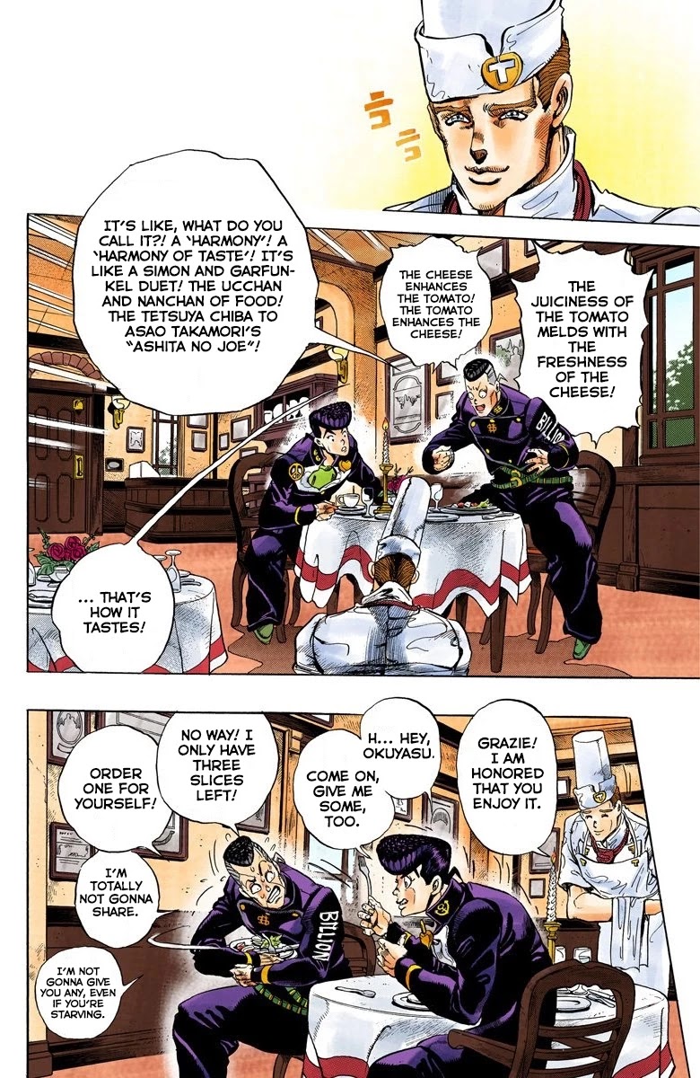 JoJo's Bizarre Adventure Part 4 - Diamond is Unbreakable (Official Colored) Chapter 39 page 9 - Chapter 39: Let's Go Eat Italian Food - Part 2