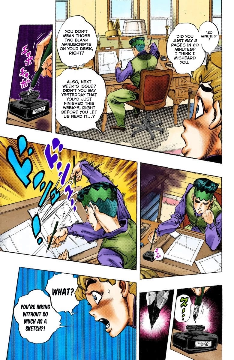 JoJo's Bizarre Adventure Part 4 - Diamond is Unbreakable (Official Colored) Chapter 56 page 13 - Chapter 56: Let's Go to the Mangaka's House - Part 4