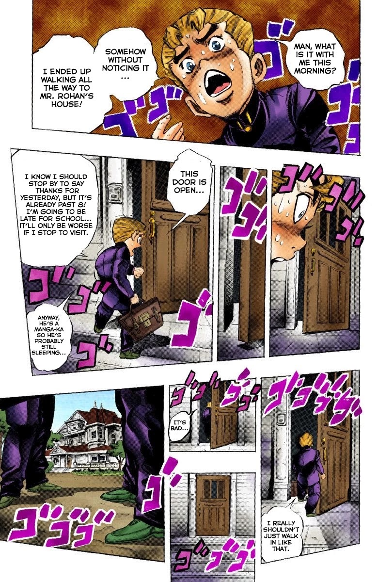 JoJo's Bizarre Adventure Part 4 - Diamond is Unbreakable (Official Colored) Chapter 56 page 9 - Chapter 56: Let's Go to the Mangaka's House - Part 4
