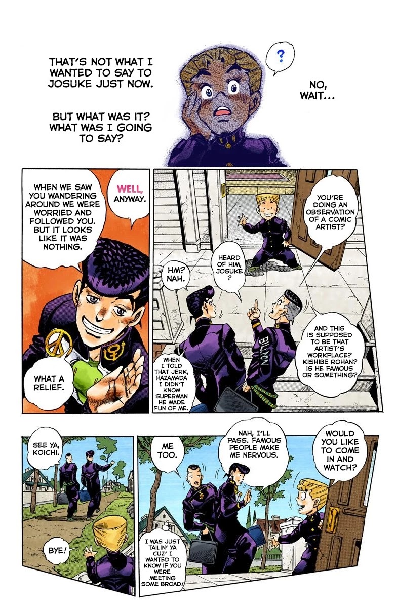 JoJo's Bizarre Adventure Part 4 - Diamond is Unbreakable (Official Colored) Chapter 57 page 8 - Chapter 57: Let's Go to the Mangaka's House - Part 5